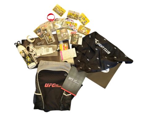 UFC VIP Collection, Drawstring Backpack, Official UFC Fight Glovers, UFC 196 water bottle, ticket stubs, VIP Lanyard, Lanyard