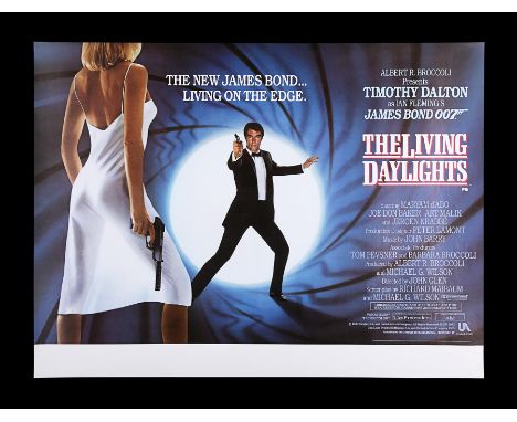 UK Quad "Style-B" poster for "The Living Daylights" (1987). The poster design is based on a Jim McCrary photograph of Bond wi
