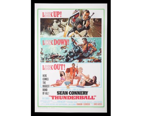 US One-Sheet "Partial Jetpack" Style poster for the Sean Connery James Bond film "Thunderball" (1965). This variant first rel