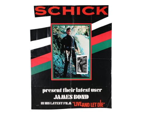 US "Schick" Promo poster for "Live And Let Die" (1973). As the Bond film franchise developed, product placement tie-ins becam