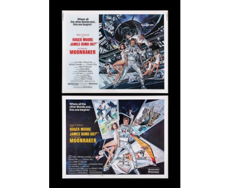 Two US Half-Sheet posters for "Moonraker" (1979). Included is the standard Half-Sheet and the variant "International Style-B"