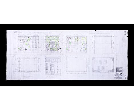 Large original photocopy set plan drawing for "Casino Royale" (2006), production used showing the "Dilapidated House" from on