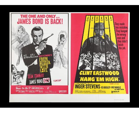 UK Quad double-bill poster for the James Bond film "From Russia With Love" (1963) twinned with the Clint Eastwood western "Ha