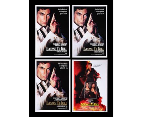 Three Alternate US One-Sheet Teaser posters and one standard release One-Sheet for "Licence To Kill" (1989). Although all thr