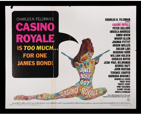 US Half-Sheet poster for "Casino Royale" (1967). The poster presents a list of the eclectic cast who appeared in the film, ma
