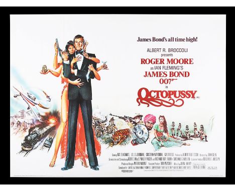UK Quad general release poster for "Octopussy" (1983). The key image of Bond with Maud Adams was by Daniel Goozee while the b