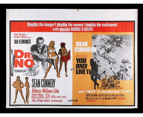 UK Quad double-bill poster for "Dr. No" (1962) and "You Only Live Twice" (1967), this being for a 1968 re-release. This poste