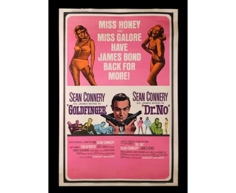 US 40x60 poster for "Goldfinger" (1964) and "Dr. No" (1962), this being for a 1966 re-release. The colours on this poster rem