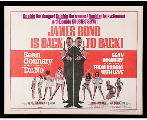 US Half-Sheet poster for "Dr. No" (1962) with "From Russia With Love" (1963), this double-bill re-release dating from 1965. S