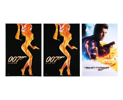 Three US One-Sheet posters for "The World Is Not Enough" (1999) including two Teaser posters (single and double-sided variant