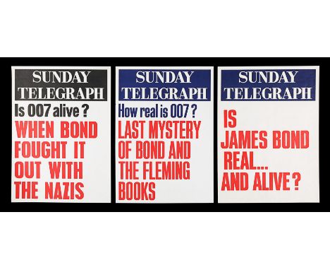 Three Sunday Telegraph James Bond Newspaper posters (1973). These unusual and rare posters date from the 1973 serialisation o