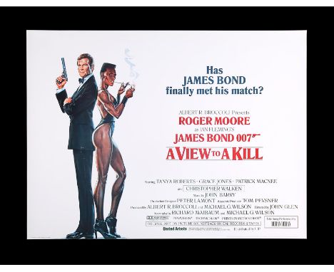 UK Quad Advance poster for "A View To A Kill" (1985). There is a tendency for this poster to exhibit transfer of the red prin