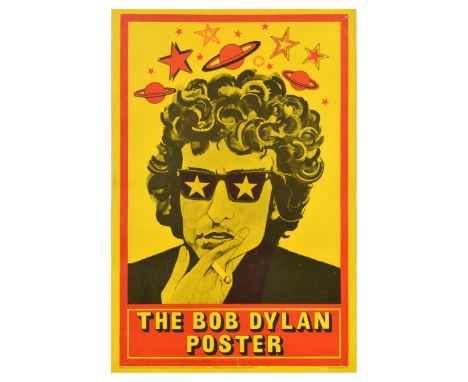Original vintage music poster from the sixties psychedelic era featuring an iconic image of the influential musician Bob Dyla