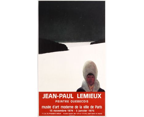 Original vintage advertising poster for Jean-Paul Lemieux Exhibition held in National Museum of Modern Art Paris. Jean Paul L