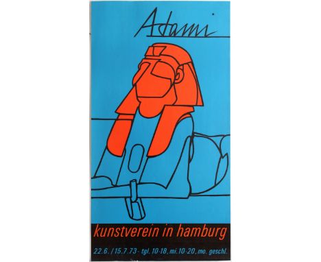 Original vintage advertising poster for Adami Exhibition held in Kunstverein Hamburg. Good condition, small tears and creases
