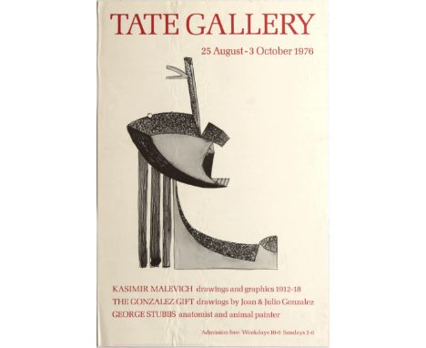 Original vintage advertising poster for Exhibition in Tate Gallery. Kasemir Malevich drawings and graphics 1912-18 - The Gonz
