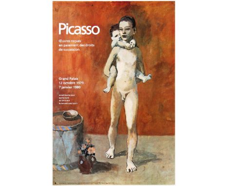 Original vintage adverising poster for Pablo Picasso Exhibition held in the Grand Palais, Paris in 1979. The poster features 