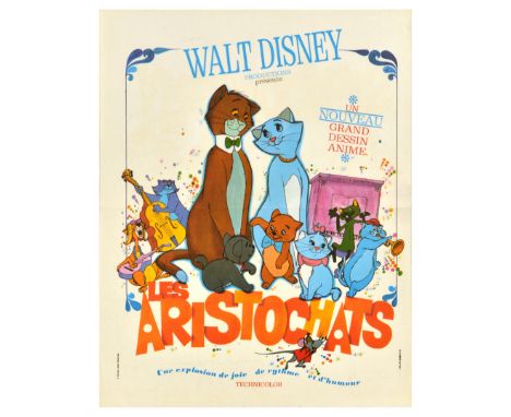 Original vintage movie poster for a 1970 American animated romantic musical comedy film The Aristocats / Les Aristochats prod