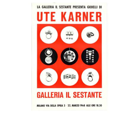 Group of ten art exhibition posters: 1. Original vintage advertising poster for Ute Karner jewellery exhibition at the Galler