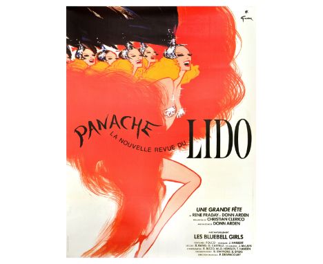 Original vintage advertising poster for Panache Lido cabaret show, a great party by Rene Fraday and Donn Arden, directed by C
