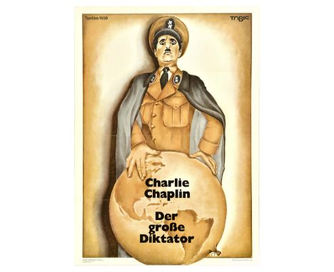 Set of two original vintage posters. 1. The Great Dictator / Der grosse Diktator, a 1940 American political satire black come