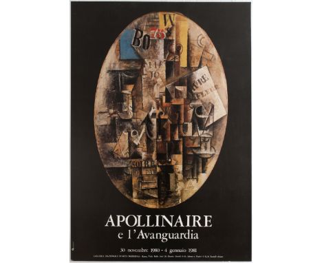 Original vintage advertising poster for the exhibition Apollinaire e l'Avanguardia at the National Gallery of Modern Art Rome