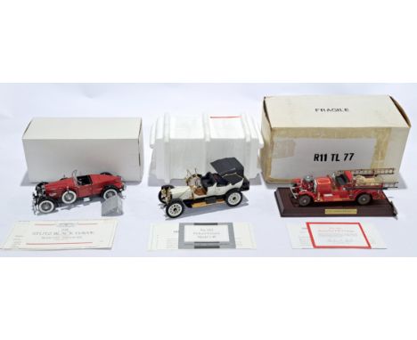 Franklin Mint, a boxed trio, to include 1928 Stutz Blackhawk Boattail Speedster, 1912 Packard Victoria Model 1-48 &amp; 1922 