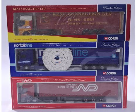 Corgi&nbsp;a boxed trio of 1/50 scale trucks to include CC75604, CC76402 and CC75603. Conditions generally appear&nbsp;Excell