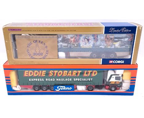 Tekno &amp; Corgi, a boxed pair of 1:50 scale Truck/Trailer models comprising of Tekno No.64 (The British Collection) "Eddie 