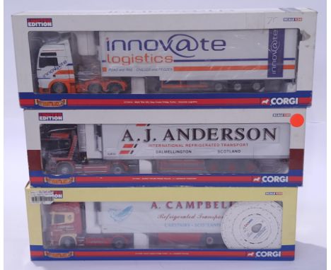 Corgi&nbsp;a boxed trio of 1/50 scale trucks to include CC13414, CC12934 and CC12920. Conditions generally appear&nbsp;Excell