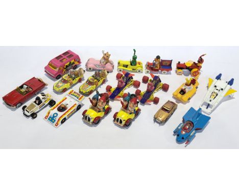 Corgi, an unboxed vintage TV &amp; Film related vehicle group, to include Noddy's car (with dark brown bear and grey faced go
