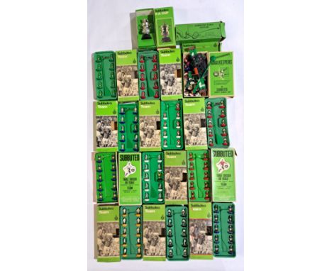 Subbuteo, a mainly boxed group of teams to include 328 Luton Town, 156 Fulham and others. Also to include is a harder to find