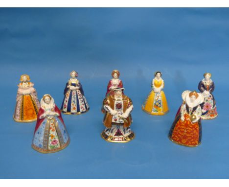 A Royal Worcester Connoisseur collection of Candle Snuffers, as King Henry VIII and his Six Wives; also with Elizabeth I, all
