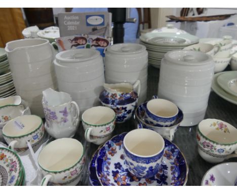 A quantity of Mixed Ceramics, including three T.G.Green 'Cornishware' storage jars, white banded decoration, together with a 