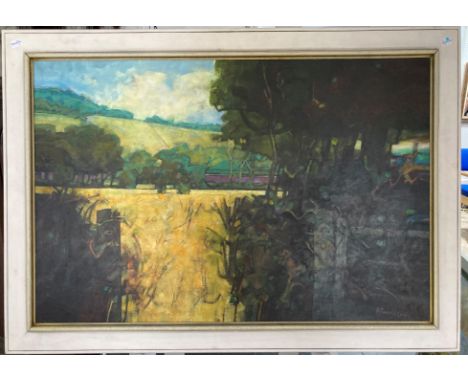 •Robert Jennison RWA (British, b.1933), 'Open Gate' - (somewhere in East Devon), acrylic on board, signed 'R. Jennison', sign