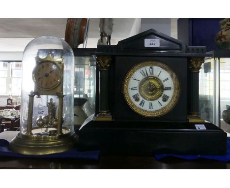 An American Ansonia Clock Co. mantel Clock, of architectural form with 8-day movement striking on a coiled gong, 14in (35.5cm