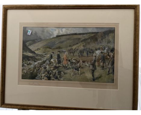 •After Lionel Edwards (British, 1878-1966), The Devon and Somerset Staghounds at Weir Water, print in colours, signed in penc