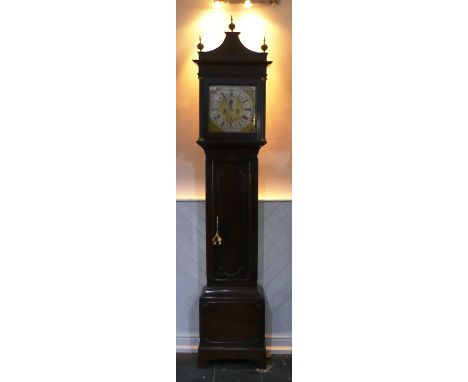 Peter King, London, a mahogany 8-day longcase clock with two-weight movement striking on a bell, the 12-inch square brass dia