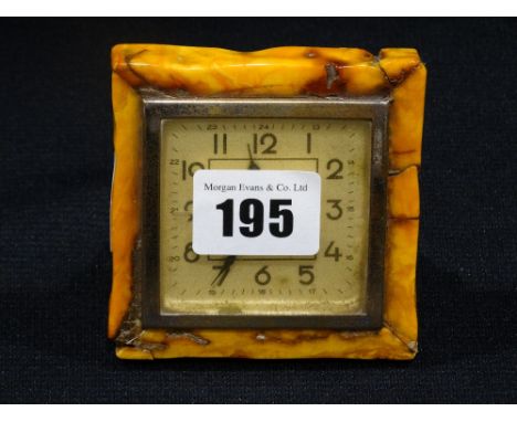     A Circa 1930s Bedside Alarm Clock, Possibly Amber Frame                         