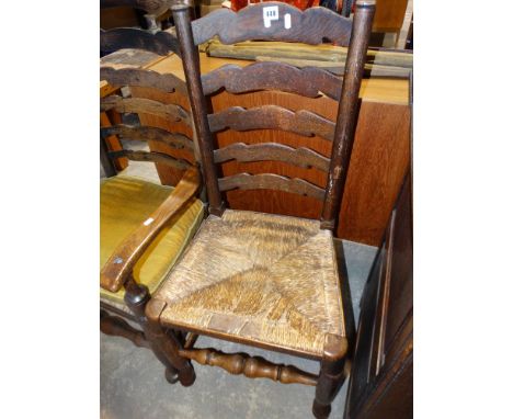    A Rush Seated Ladder Backed Country Chair                                       