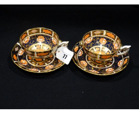     A Pair Of Royal Crown Derby Imari Pattern Cups &amp; Saucers                        