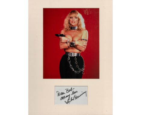Actor, Sybil Danning mounted signature piece. This beautiful item features a colour photo and a signed white card in black in