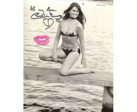 007 James Bond actress Caroline Munro signed and kissed sexy 8x10 bikini photo! She has actually kissed this making it a wond