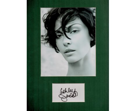Actor, Ashley Judd mounted signature piece, overall size 16x12. This beautiful item features a black and white photo and a si