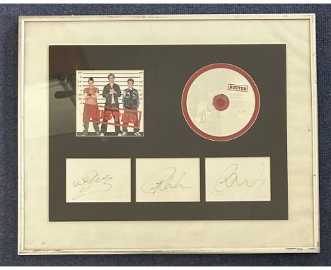 Busted signed white cards. Mounted and framed with CD and CD insert. Approx overall size 18x14. Good Condition. All autograph