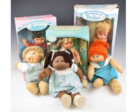 Six 1980's and 90's dolls comprising Cabbage Patch, Tiny Tears and Baby So Beautiful, 3 in original boxes.
