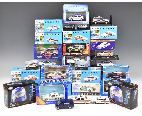 Thirty-five diecast model police vehicles to include Vanguards, Cararama, Corgi Nine Double Nine and Siku, most in original b
