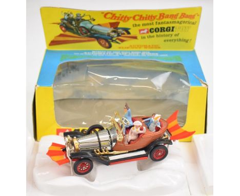 Corgi Toys diecast model Chitty Chitty Bang Bang with four figures, flip out wings, clip on stabilisers and jewelled headligh