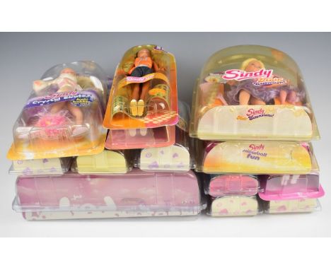A collection of thirteen New Moons and Chad Valley Sindy dolls, all in original unopened packaging.