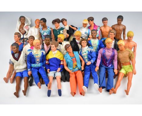 Twenty-four male Barbie dolls by Mattel, mostly 1980's, to include Ken, Steven, Derek etc.